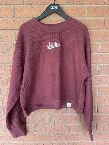 L2 Ladies Cropped Sweatshirt with State Script